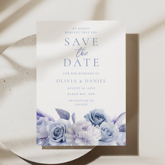 Save The Date Dusty Blue Floral Mariage (Créateur téléchargé)