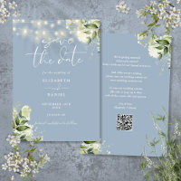Dusty Blue Floral String lights QR Code Mariage