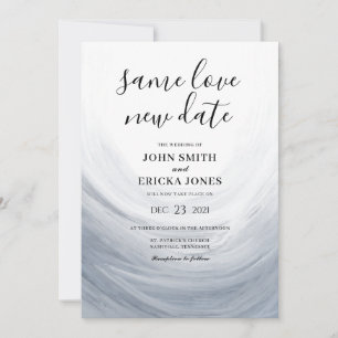 Save The Date Dusty Blue Gray Aquarelle Vague Même Amour Nouvell