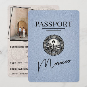 Save The Date Dusty Blue Maroc Passeport Enregistrer La Date