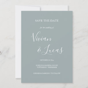 Save The Date Dusty Blue Script Wedding Enregistrer la date