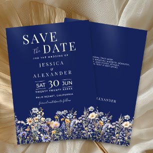 Save The Date Dusty Blue Watercolor Fleur sauvage Mariage de la 