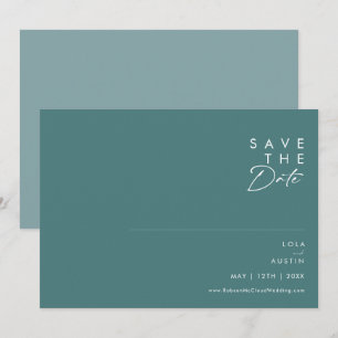 Save The Date Dusty Boho   Horizontal vert et bleu