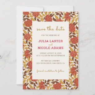 Save The Date Dusty Brunt Orange Peony Flowers Mariage de automn