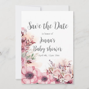 Save The Date Dusty Coral QR Code Baby shower