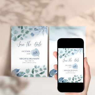 Save The Date Dusty Eucalyptus Aquarelle Mariage vert