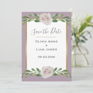 Save The Date Dusty Lavender Floral Élégant Mariage Script