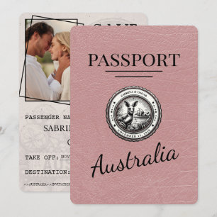 Save The Date Dusty Rose Australie Passeport Enregistrer La Date