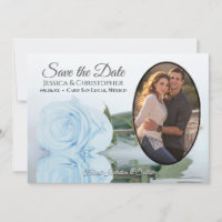 Dusty Rose bleu avec Oval Photo Mariage romantique
