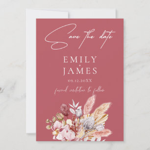 Save The Date Dusty Rose Boho Floral Mariage