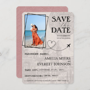 Save The Date Dusty Rose Cancun Passeport Enregistrer La Date