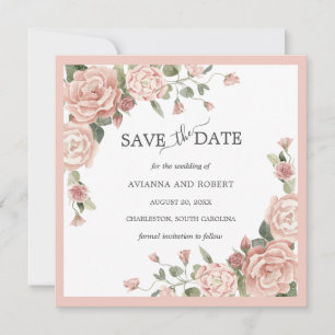 Save The Date Dusty Rose Floral Eucalyptus Mariage Enregistrer L