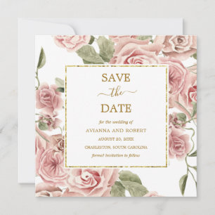 Save The Date Dusty Rose Floral Eucalyptus Mariage Enregistrer L