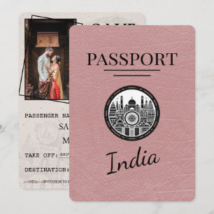 Save The Date Dusty Rose India Passeport Enregistrer La Date