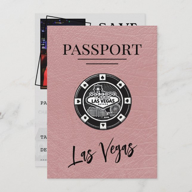 Save The Date Dusty Rose Las Vegas Passeport Enregistrer La Date (Devant / Derrière)