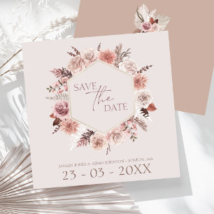 Save The Date Dusty Rose Pampas Grass Wreath Enregistrer La Date