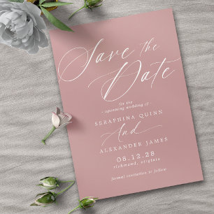 Save The Date Dusty Rose rose mauve   Script simple et élégant