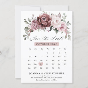 Save The Date Dusty Rose Rose Peach Mariage Floral Enregistrer L