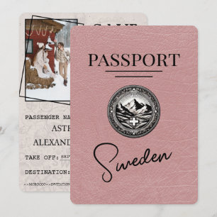 Save The Date Dusty Rose Suède Passeport Enregistrer La Date