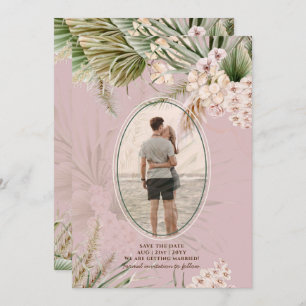 Save The Date Dusty Rose Tropical Pampas Mariage PHOTO Grass Sav