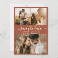 Earthy Terracotta Script Photo Collage Mariage