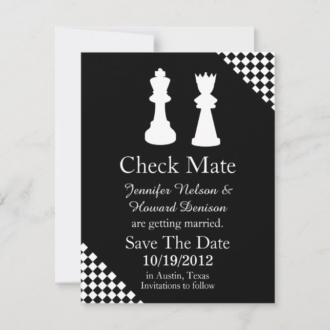 Save The Date Échecs Mariage Mariage Enregistrer La Date Faire-p (Devant)