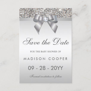 Save The Date Économies argentées d'arc de Bling de paillettes