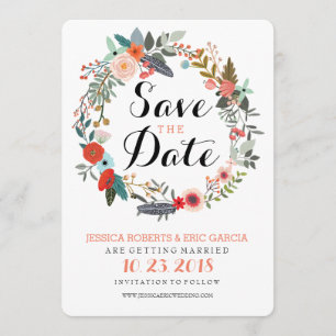 Save The Date Économies botaniques de guirlande la date