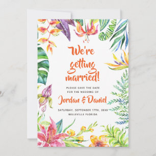 Save The Date Économies chics d'aquarelle tropicale de fleurs la