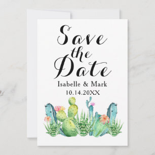 Save The Date Économies de mariage de cactus d'aquarelle la