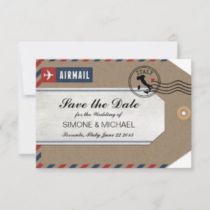 Save The Date Économies d'étiquette de bagage de par avion de