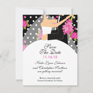 Save The Date Économies florales de jeune mariée et de marié