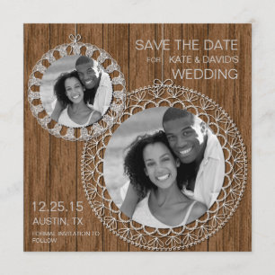 Save The Date Économies minables rustiques de photo de mariage