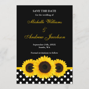 Save The Date Économies noires et blanches de point de polka de
