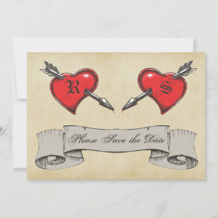 Save The Date Économies orientées de mariage de tatouage vintage