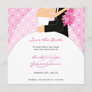Save The Date Économies roses de jeunes mariés de point de polka