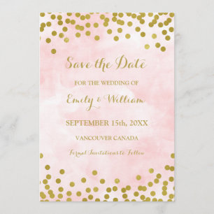 Save The Date Économies roses de photo de confettis d'or