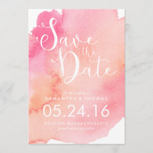 Save The Date Économies roses et oranges d'aquarelle la date