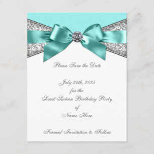 Save The Date Économies turquoises de bleu de diamants blancs la