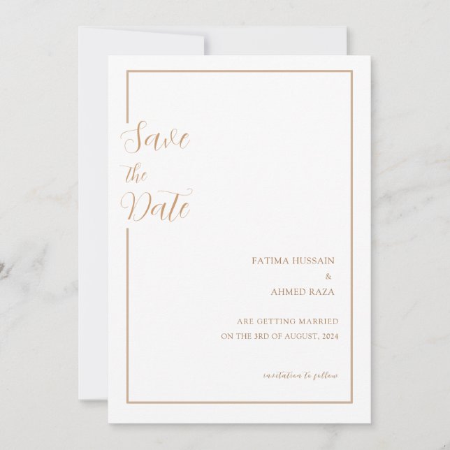 Save The Date Économisez la date de mariage musulman élégant ave (Devant)