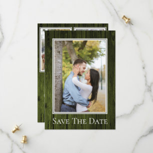 Save The Date Économisez la date de photo rustique simple verte