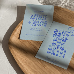 Save The Date Écrit à la main Colorful Retro Unique Mariage mode