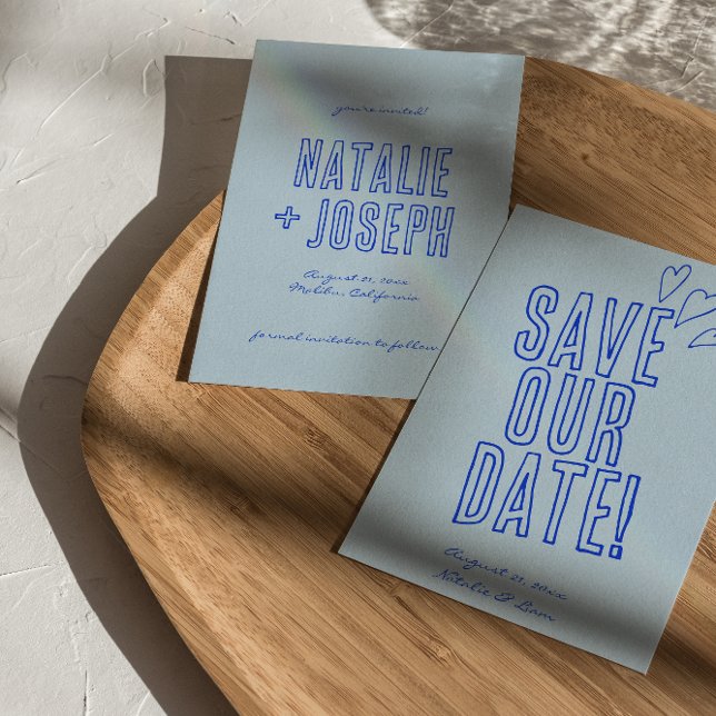 Save The Date Écrit à la main Colorful Retro Unique Mariage mode (Créateur téléchargé)