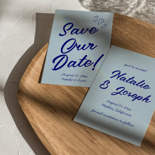 Save The Date Écrit à la main Marine Colorful Retro Mariage mode