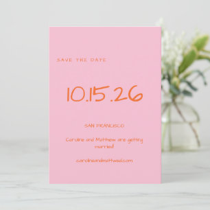 Save The Date Écrit à la main Simple Minimaliste Mariage rose or