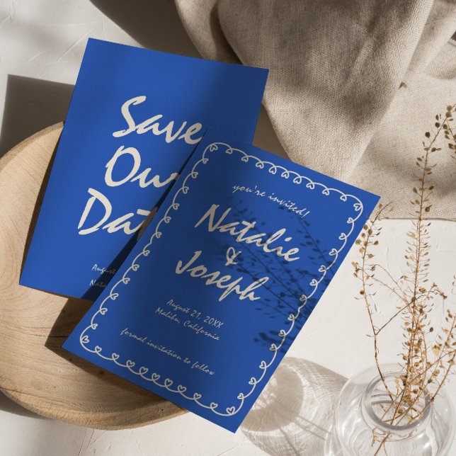 Save The Date Écrite à la main Bright Retro Unique Mariage moder (Créateur téléchargé)