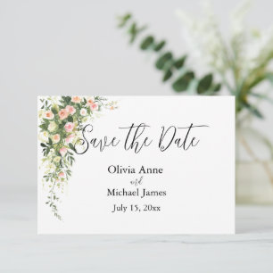 Save The Date Écriture aquarelle florale rose