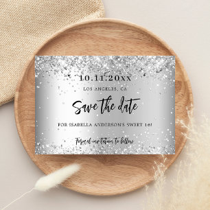 Save The Date Écriture argent fête d'anniversaire