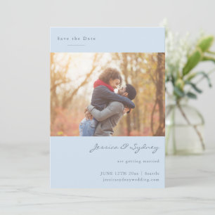 Save The Date Écriture Bleue Douce Couple Photo Mariage