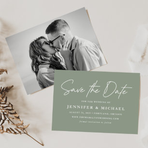 Save The Date Écriture Casual Vert Sage Photo